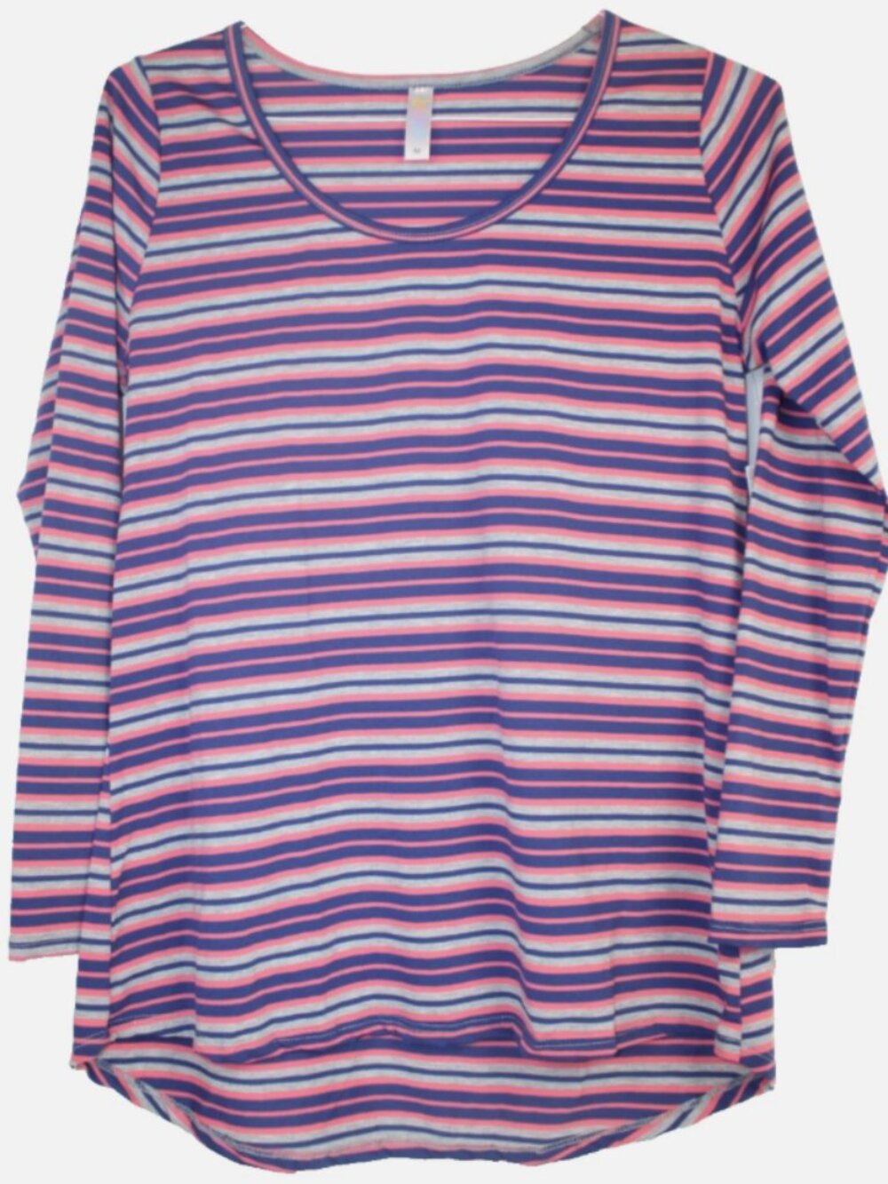 LuLaRoe LYNNAE Women's Shirt Top NWT Size M Medium Pink Navy Blue Gray Stripes